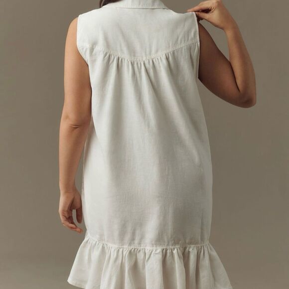 Anthropologie | Pilcro Sleeveless V-Neck Linen Flounce Mini Dress | Size: M - Picture 2 of 7